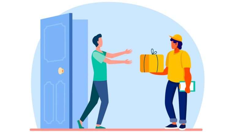 Transportador entregando encomenda