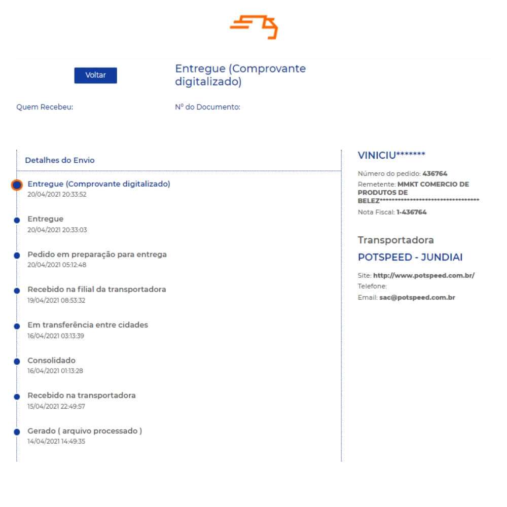 comprovante de entrega - Pedido em Rota de Entrega: O que significa?