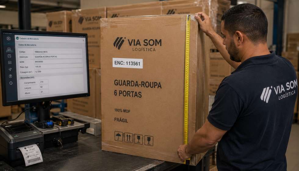 Cadastre as dimensões da embalagem, não do produto montado