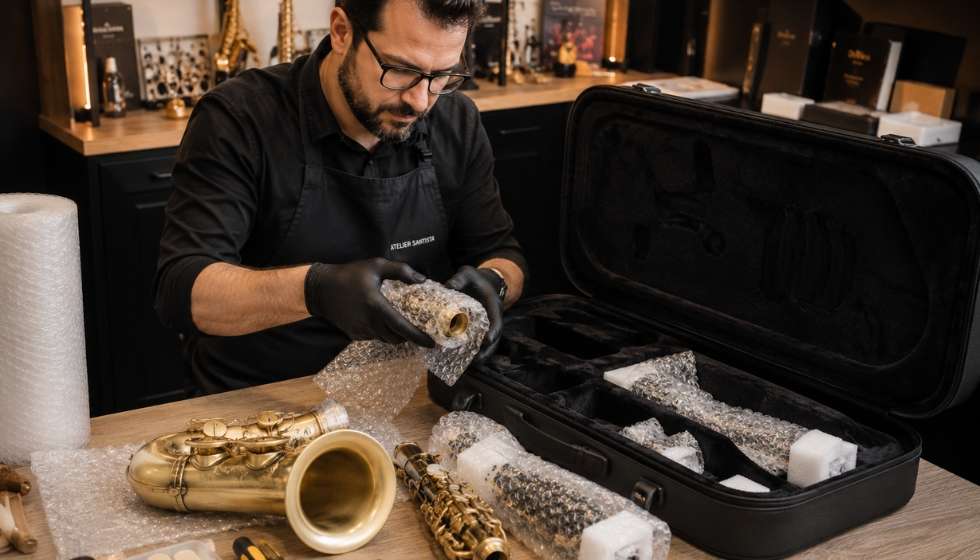 Instrumentos de sopro (trompetes, saxofones, flautas)