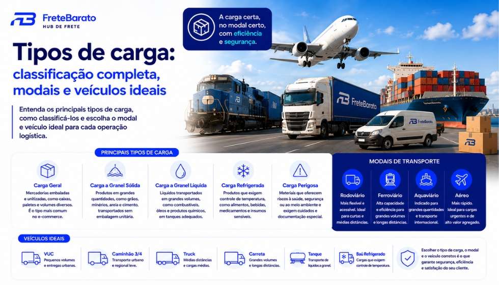 Tipos de carga: classificação completa, modais e veículos ideais